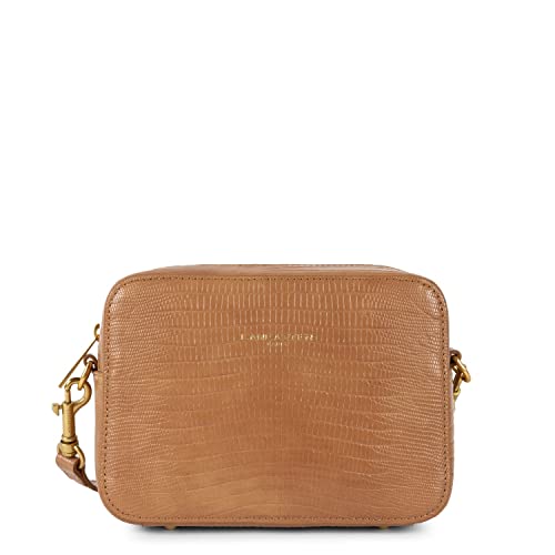 Bolso bandolera Lancaster Exotic Reporter Lézard Camel en cuero texturizado tipo lagarto