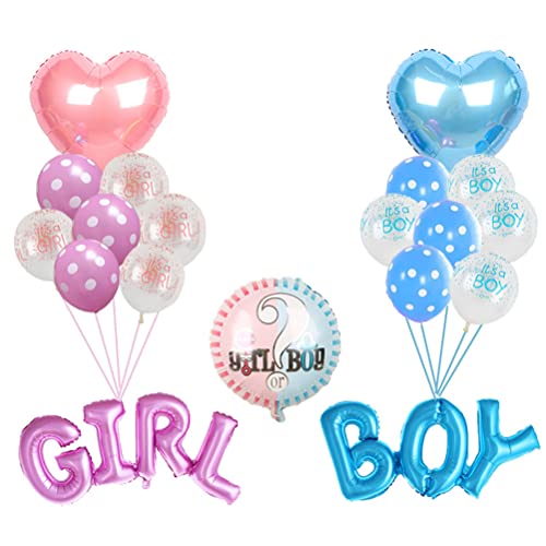 MiaLover 19 peças de decoração de festa de revelação de género, decorações de festa para meninos ou meninas, balões coloridos para casamento, anúncio de revelação de género