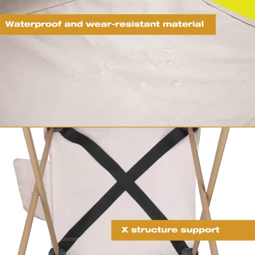 Aog Beige Camp Chairs Portable Chair Stable Support For 330Lbs Folding Camping Chairs Suitable For Camping, Fishing, Beach, Barbeques, Picnic Parties, With Bag (2 Chairs) #TOP4