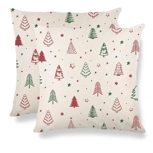 AHIKY Weihnachten Kissenbezug 45x45cm, Weihnachtskissenbezüge Leinen...