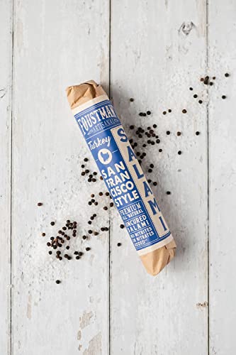 Foustman's Salami Turkey San Francisco Style Artisanal, Nitrate-Free, Naturally Cured, Gluten-Free, Dairy-Free, No Pork, Turkey Deli Meat, 8 Oz Sticks #TOP2