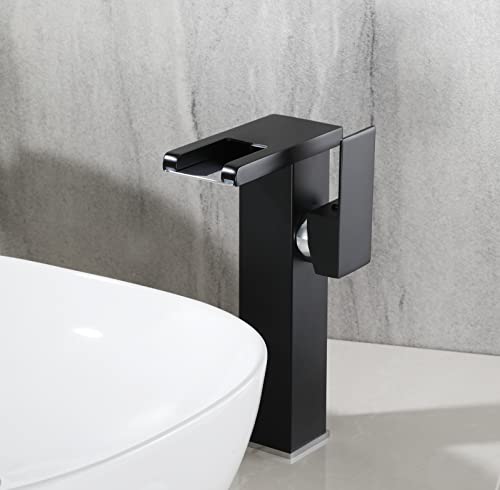 Black Bathroom Vessel Sink Faucet Led Light 3 Color Changing Waterfall by Chiczam - Used condition - Image 8