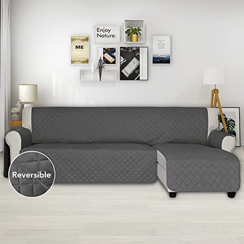 Issuntex Sectional Couch Covers For Dogs, Reversible L Shaped Sofa Cover, Water Resistant Chaise Lounge Cover Furinture Protector For Kids Pets (Small, Dark Gray/Dark Gray ) #TOP1