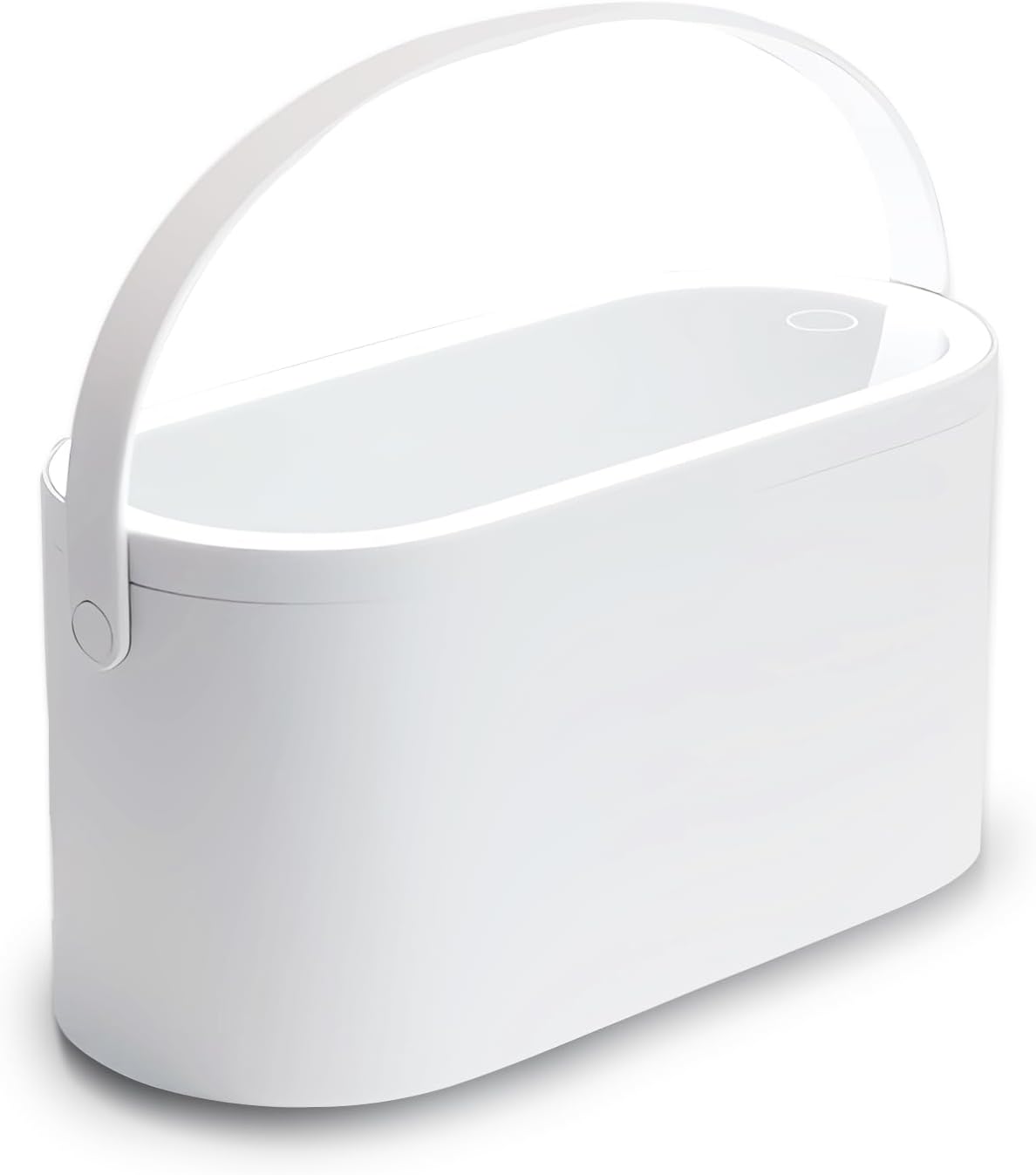 Travel Makeup Organizer Box with LED Mirror, White Portable Makeup Case Touch Switch Home Cosmetic Box