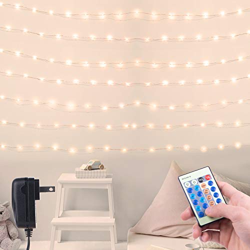 Minetom 66Ft 200LED Fairy String Lights with Remote, Copper Wire Twinkle Lights