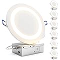 Sunco 6 Pack 6 Inch LED Slim Eclipse Ultra Thin Canless Lights, Ceiling Recessed Lighting with Metal Junction Box, 900 LM, Selectable CCT 2700K/3000K/4000K/5000K/6000K, 14W, Dimmable ETL