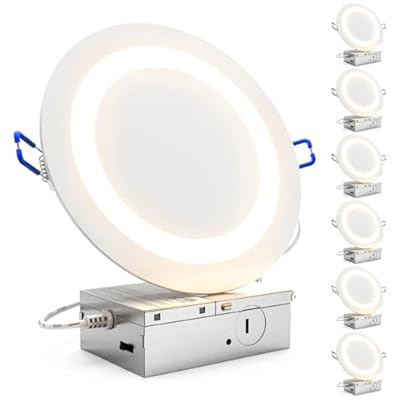 Sunco 6 Pack 6 Inch LED Slim Eclipse Ultra Thin Canless Lights, Ceiling Recessed Lighting with Metal Junction Box, 900 LM, Selectable CCT 2700K/3000K/4000K/5000K/6000K, 14W, Dimmable ETL