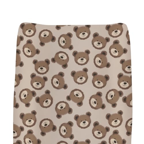 Neutral Boho Bears Changing Pad Covers for Baby Girls Boys Cute Brown Bear Fitted Change Table Covers Mats Watercolor Bears Soft Nursery Diaper Change Table Sheets for 32''×16'' Contoured Pad