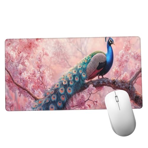 Rosa Alfombrilla Ratón 1400x600x3mm Alfombrilla Raton XXL con Base de Goma Antideslizante, Accesorios Gaming Pavo Real, Ordenador Gamer Regalos, Mouse Pad Gaming Mejora La Precisión Y La Velocida Y596