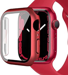 Miimall Case Compatible with Apple Watch Series 8 Series 7 41mm Tempered Glass Screen Protector, Ultra-Thin Hard PC Shockproof All-Around Bumper Shell Protective Cover for iWatch 41mm-Starlight