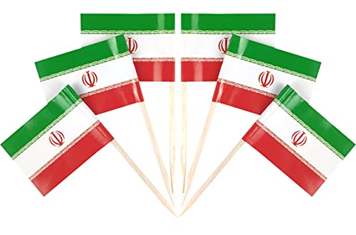 QQSD Iran Toothpick Flag Iranian Small Mini Cupcake Topper Flags,100 pcs