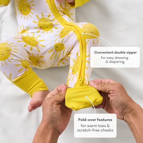 Little Sleepies Pajamas for Baby Boys & Girls, Viscose from Bamboo Baby Pajamas, Snug Sleeper, Toddler PJs, 2-Way Zipper, Sunshine, 12-18M - Thumbnail 5