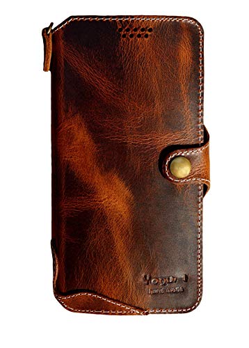 Yogurt Case for Google Pixel 8 Pro - 5G, Genuine Leather Wallet Cover for Pixel 8 Pro, Handmade Dark Brown