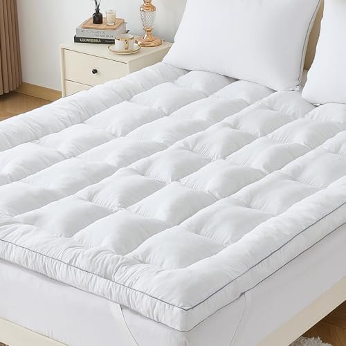 Aodenge 2 Inch Memory Foam Mattress Topper Queen for Back Pain Extra Soft Pillow Top Mattress Topper Fluffy Shredded Memory Foam Filled