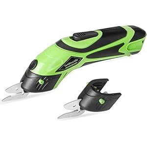 walowalo Elektrische schaarset, accuschaar, stofschaar, kleermakersschaar, papiersnijder, multi-cutter, accu’s voor het snijden van leer, potplant, katoen, karton, snel opladen, 4 V schuren