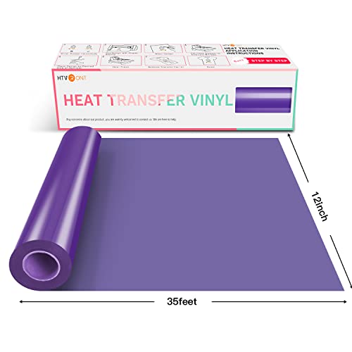 Htvront Htv Vinyl Rolls Heat Transfer Vinyl - 12" X 35Ft Purple Htv Vinyl For Shirts, Iron On Vinyl For Cricut & Cameo - Easy To Cut & Weed For Heat Vinyl Design (Purple) #TOP6