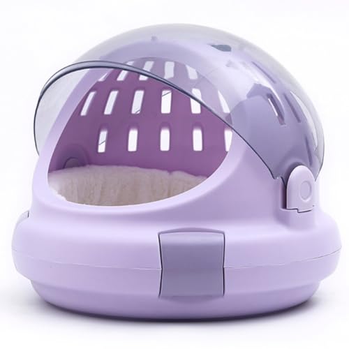 ACMEER 猫用バッグ ドーム型ペットバッグ 半円形カプセル 小型犬や小動物に最適 透明 多機能 軽量 持ち運び便利 安定感 通気性 外出・通院・散歩・機内持ち込み・旅行・避難に便利 お手入れ簡単 (パープル)