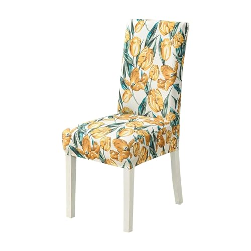 Image of Styleys Chair Covers for Dining Room, Stretch Dining Chair Cover, Washable Spandex Kitchen Chair Slipcovers (Set of 1, Orange Tulip, SD3210)