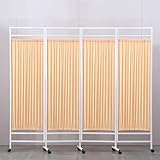 【Woxiro】パーテーション 間仕切り 衝立 屏風 スクリーン 布タイプ キャスター付き 折りたたみ 組立簡単 飛沫防止 目隠し 業務用 室内 病院 オフィス 事務所 クリニック 整骨院 会議室 飲食店(4連,イエロー)