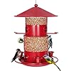 VECELO Bird Feeders for Outdoors Hanging Large Capacity 4 Water Cups 6 Feeding Ports with Perch Metal Bird Feeder for Bird Lovers Easy to Clean Great for Attracting Wild Birds