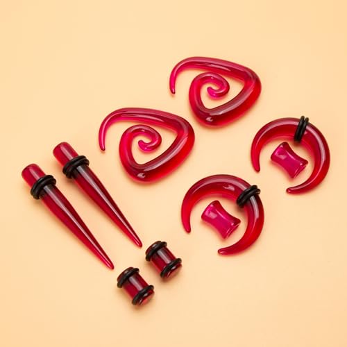 Marsrut 84Pcs Ear Stretching Kit, Acrylic Lightweight Heart Tunnels, Horseshoes Tapers, Spiral Ear Plugs Septum Pincher For Starter Expanders, Body Piercing Jewelry Earring Gauges Gauging Set For Women thumb #2
