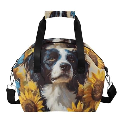 YMXFXP English Springer Spaniel Dog Insulated Quilted Lunch Bag for Women Men - Large Capacity Reusable Thermal Tote with Adjustable Shoulder Strap, Leakproof & Easy Clean Liner Lunch Box for Work, Pi