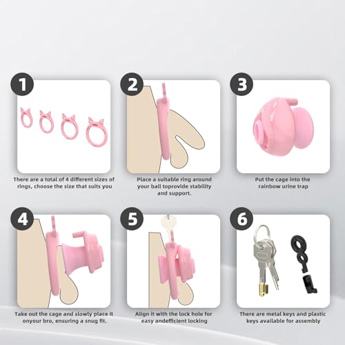 Peniskäfig Keuschheitskäfig Für Herren Mini Vaginal Design Mit Katheter Und 4 Ringe Chastity Cage Penis Cage Fetisch Bondage Chastity Belt Crossdresser Set（C）