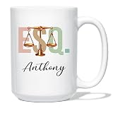 Personalized Name ESQ. Lawyer Coffee Mug Gift For Men Women Lawyer, ESQ. Mug 11 Oz 15 Oz, Custom Esquire Lawyer Attorney Advocate Law White Coffee Cup For Birthday, Lawyer Travel Mug, Lawyer Esq. Mug