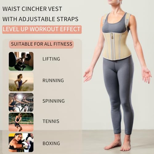 Image of Waist Trainer for Women Tummy Control Sports,Workout Waist Cincher Corset Adjustable Shoulder Strap with Zipper Hook