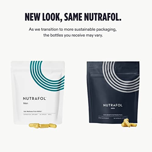 Nutrafol Men's Hair Growth Supplements, Clinically Tested For Visibly Thicker Hair And Scalp Coverage, Dermatologist Recommended - 1 Month Supply, 1 Refill Pouch #TOP1