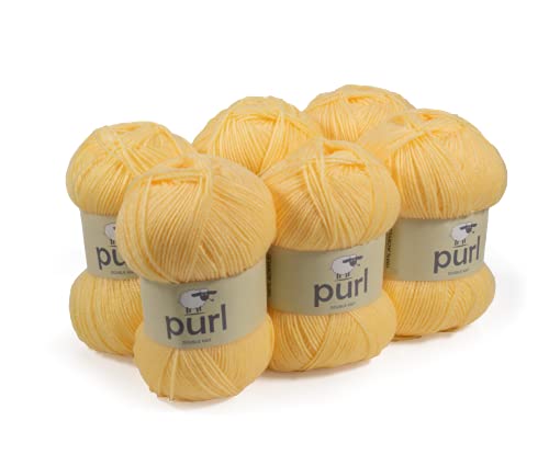 Purl 100g Premium Acrylic Yarn Lemon, Pack of 6, 6 Pack