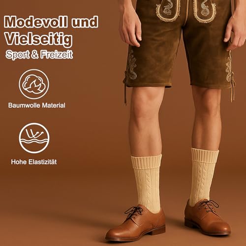 Scinzene Herren Kurze Trachtensocken - Traditionelles Zopfmuster Design mit Bequemem Halt Für Haferlschuhe Herren Socken, Oktoberfest Herren Outfit Essentials, Atmungsaktivem, 38-45 ﻿ ﻿