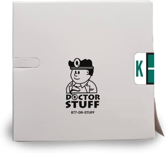 Doctor Stuff - File Folder Labels, Alphabet Letter K, File Doctor - FDAV Series Compatible Alpha Stickers, Dark Green, 1" x 1-1/4", 500/Roll