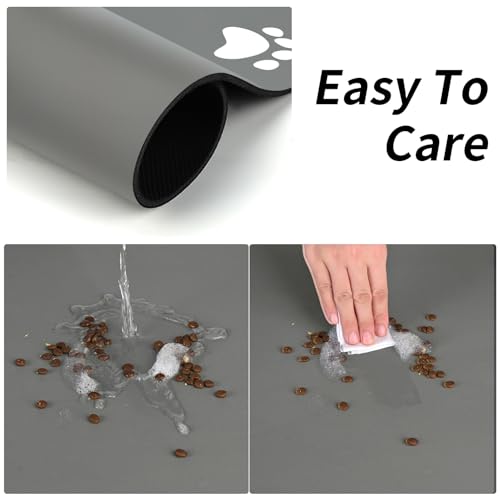 Napfunterlage Hund,Futtermatte Katzen Saugfähige Schnelltrocknend Hundenapf Unterlage,rutschfeste Haustier Fütterung Matte Napfunterlage Hund Haustiere Napfunterlage Katzenmatte (Grau, 30x50cm)