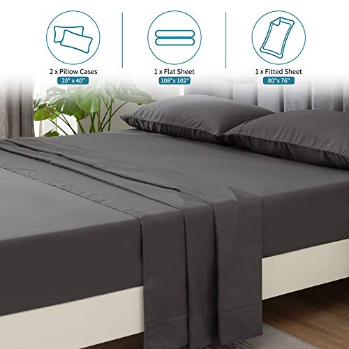 Py Home Bedding Set Sheets For King Size Bed Grey Ultra Soft 4 Pieces Hotel Pillowcase Microfiber Flat Sheet Luxury Fitted Sheet With 16" Deep Pockets #TOP2
