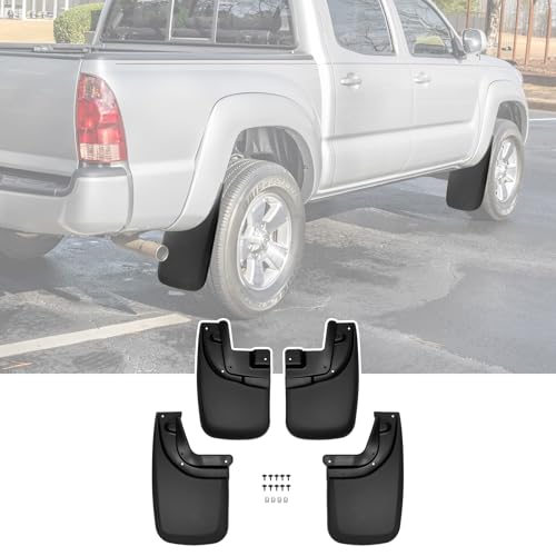 JTYZSM Mud Flaps for 2005-2015 Toyota Tacoma with OEM Fender Flares No Drill Splash Guards Front & Rear Truck Mud Guards with Hardware Accessories Mudflaps Set(4pcs)