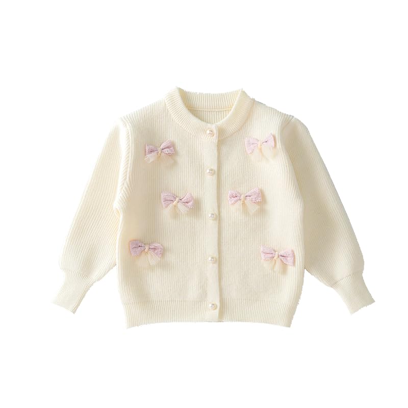 Toddler Girls Cute Long Sleeve Button Up Cardigan Sweater Bow tie