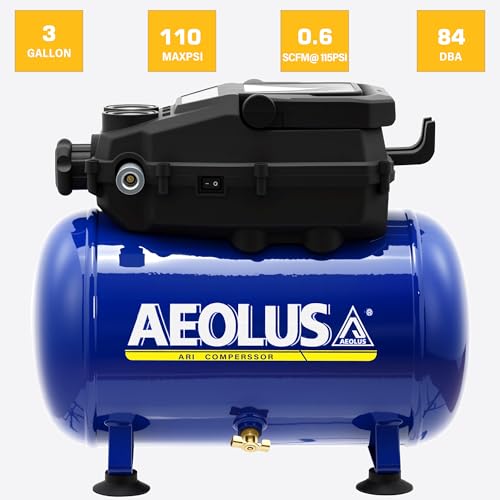 AEOLUS A Air Compressor, 3 Gallon Max 110 PSI Portable Oil Free Tank and Ideal for Painting, Inflation and other Pneumatic Tools. by AEOLUS A - Image 2