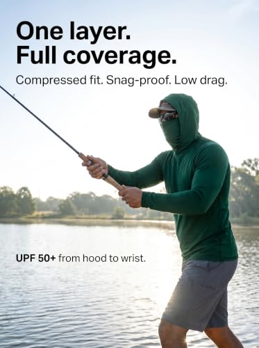 Image of 3 Pack Mens Sun Protection Fishing Hoodie with Face Mask UPF 50+ Long Sleeve Compression Work Shirt Quick Dry