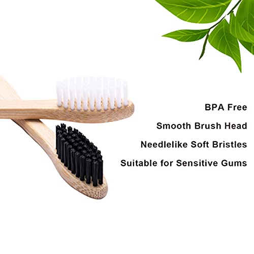 Bambonice Natural Bamboo Toothbrushes (10 Pack) For Adult Or Big Kids - Soft + Organic #TOP3