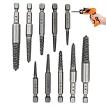 Screw Extractor Set 10 PCS Bolt Extractor Set 1/4" Hex Shank Screw Extractor Dual Head Design Bolt Extractor Easy Out Bolt Removal Tool for Removing Broken Bolts Studs