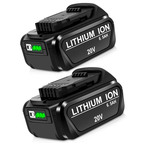 BiBiSi 20V Max Battery DCB206 DCB204 DCB200, 6.5Ah, 2-Pack