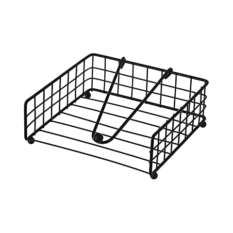 Industrial Black Metal Square Table Napkin Holder 19 x 19 x 7 cm Cover
