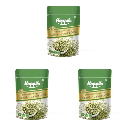 Image of Happilo Premium Raw Pumpkin Seeds 200g, Rich in Protein, Dietary Fibre, Magnesium & Phosphorus, Raw & Unroasted Pumpkin Seeds, Source of Iron & Zinc, Energy Boost (Pack of 3)