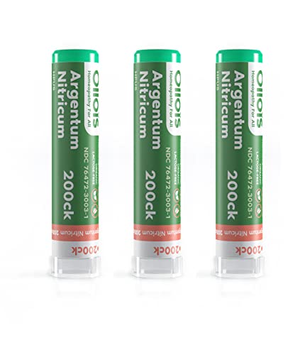 OLLOIS Argentum Nitricum 200ck Organic, Lactose-Free, Kosher Homeopathic Medicine, 80 Pellets (Pack of 3)