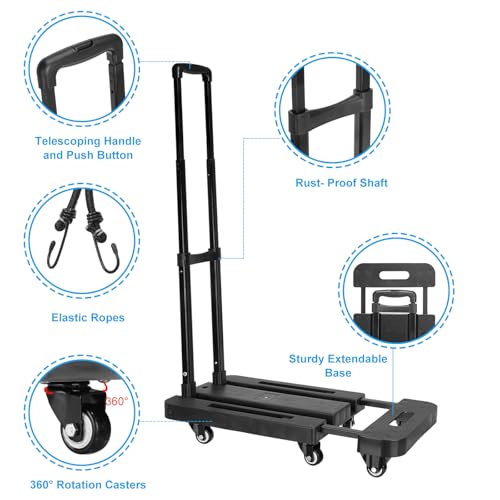 Carretilla plegable PATIKIL carga 440 lb negra miniatura 3