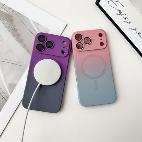 Coque iPhone 15 Pro magnétique rose en silicone dégradé idéale pour charger au quotidien - 2
