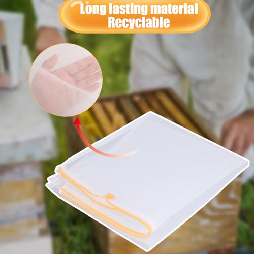 PEUTIER 2 Stück Honigfilterbeutel, 57,5 x 46 cm Feinmaschiger Nylon-Siebbeutel mit Verstellbarem Kordelzug Wiederverwendbar Honigfiltertuch Nussmilchbeutel Imkereibedarf für Anfänger für Landwirte