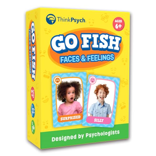 ThinkPsych Go Fish - Faces & Feelings Card Game | Social Emotional Learning Game for Kids Ages 6+ | Learn Emotions Through Play | 2-6 Players | Home, Therapy & Classroom Use