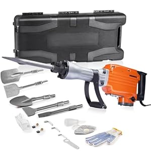 VEVOR Demolition Jack Hammer, MAX 2200W Electric Jackhammer Heavy Duty, 1350 BPM Concrete Breaker 6pcs Chisels Bit Chipping with Case